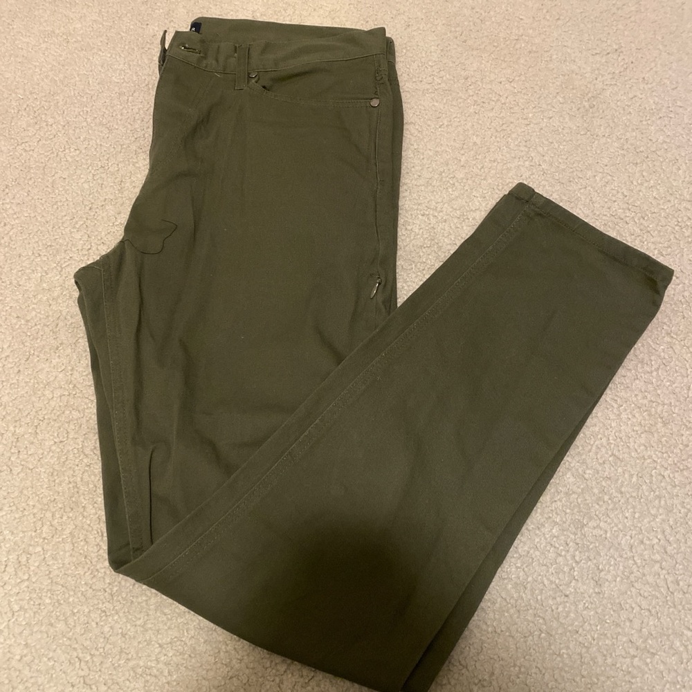 Olive green slim fit chino trousers